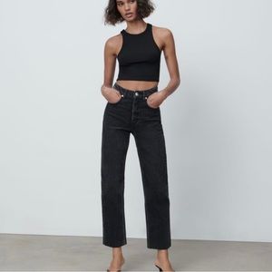 Zara High Rise Straight Leg Jeans